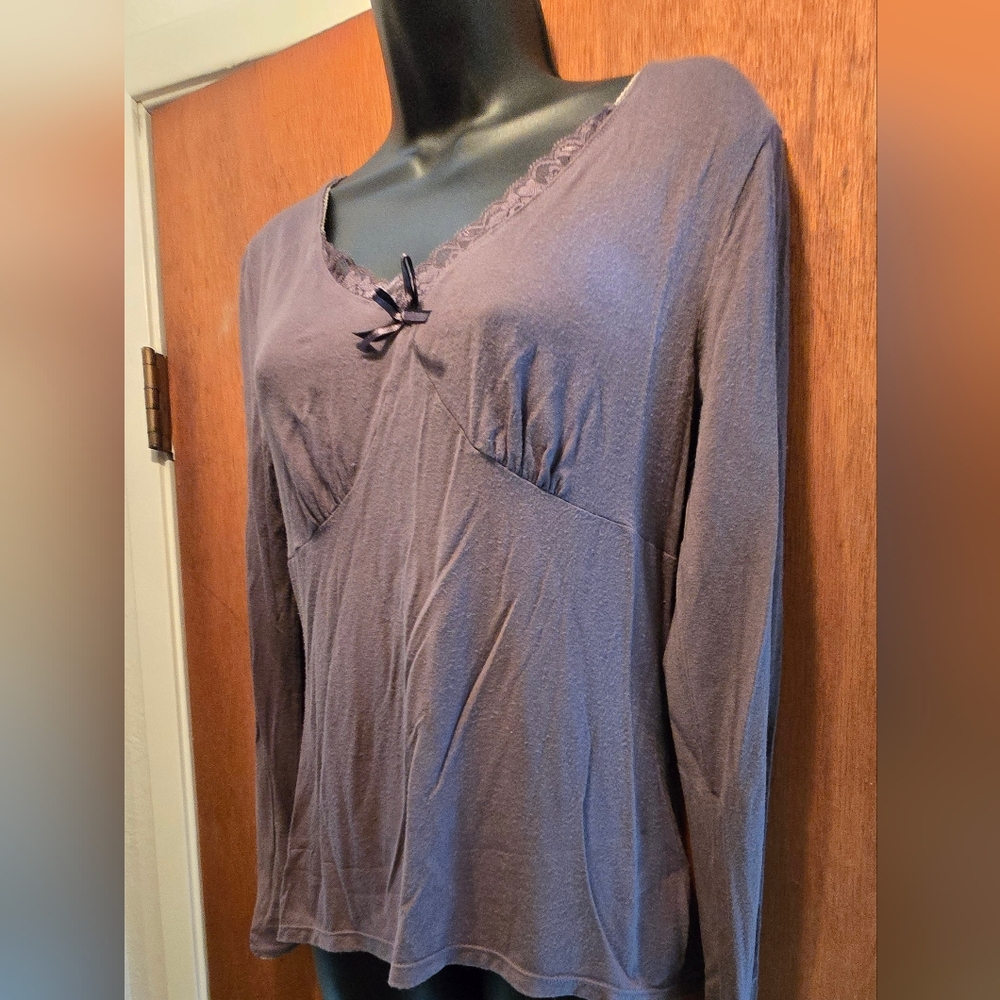 Apt 9 Comfy Long Sleeve Purple/gray Pajama Top SzM - Picture 3 of 7